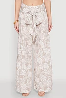 Womens Airy Tie Front Tiered Leg Palazzo Pants, L