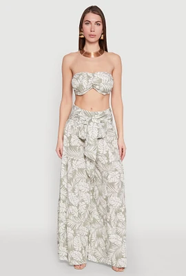 Womens Airy Tie Front Tiered Leg Palazzo Pants,