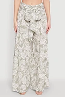 Womens Airy Tie Front Tiered Leg Palazzo Pants,