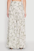 Womens Airy Tie Front Tiered Leg Palazzo Pants, Green,