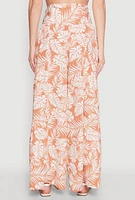 Womens Airy Tie Front Tiered Leg Palazzo Pants, Orange, Size S