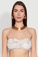 Womens Ruched Front Bandeau Top, Beige, Size L