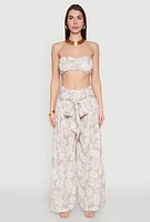 Womens Ruched Front Bandeau Top, Beige, Size L