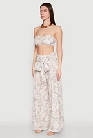 Womens Ruched Front Bandeau Top, Beige, Size L
