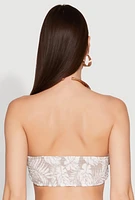 Womens Ruched Front Bandeau Top, Beige, Size L
