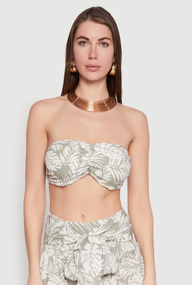 Womens Ruched Front Bandeau Top,