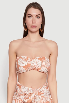 Womens Ruched Front Bandeau Top, Orange, Size XL