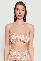 Womens Ruched Front Bandeau Top, Orange, Size XL