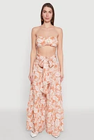 Womens Ruched Front Bandeau Top, Orange, Size XL