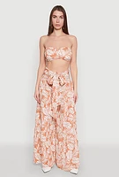 Womens Ruched Front Bandeau Top, Orange, Size S