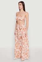 Womens Ruched Front Bandeau Top, Orange, Size XL