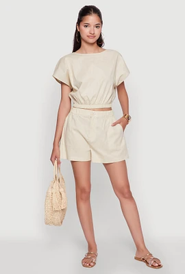 Womens Chic High Waisted Shorts with Pockets,