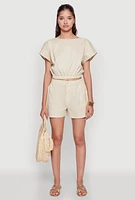 Womens Chic High Waisted Shorts with Pockets,