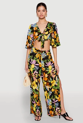Womens Printed Pattern Wide Leg Palazzo Pants, Multi,
