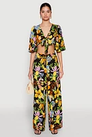 Womens Printed Pattern Wide Leg Palazzo Pants, Multi,