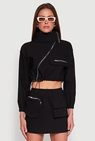 Womens Hyperstretch Asymmetrical Zip Front Jacket, Black, Size L