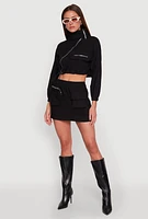 Womens Hyperstretch Asymmetrical Zip Front Jacket, Black, Size L