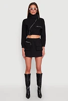 Womens Hyperstretch Asymmetrical Zip Front Jacket, Black, Size L