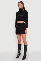 Womens Hyperstretch Asymmetrical Zip Front Jacket, Black, Size L