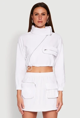 Womens Hyperstretch Asymmetrical Zip Front Jacket, White, Size L