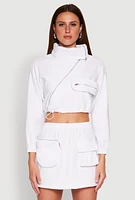 Womens Hyperstretch Asymmetrical Zip Front Jacket, White, Size L