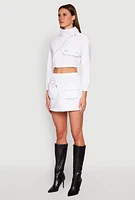 Womens Hyperstretch Asymmetrical Zip Front Jacket, White, Size L