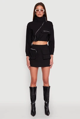 Womens Hyperstretch Cargo Pocket Mini Skirt,
