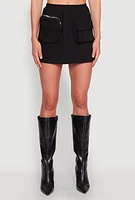 Womens Hyperstretch Cargo Pocket Mini Skirt,
