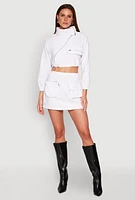 Womens Hyperstretch Cargo Pocket Mini Skirt, White, Size XL