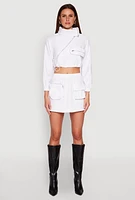 Womens Hyperstretch Cargo Pocket Mini Skirt, White, Size XL
