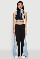 Womens Color Blocked Contrast Trim Drawstring Pants,