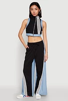 Womens Denim Contrast Trim Crop Top,