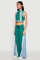 Womens Denim Contrast Trim Crop Top, L