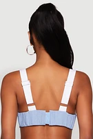 Womens Denim Contrast Trim Bralette, White, Size L