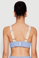 Womens Denim Contrast Trim Bralette, Beige, Size L