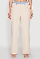 Womens Denim Trim High Waisted Pants,