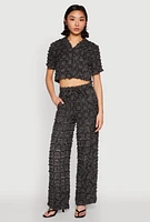 Womens Spoon Jeans Plaid Frayed Cropped Shirt,