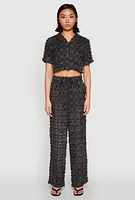 Womens Spoon Jeans Plaid Frayed Cropped Shirt,