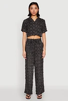 Womens Spoon Jeans Plaid Frayed Wide Leg Pants,