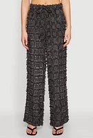Womens Spoon Jeans Plaid Frayed Wide Leg Pants,