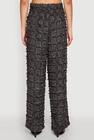 Womens Spoon Jeans Plaid Frayed Wide Leg Pants, Black, Size M