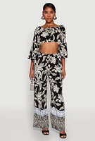 Womens Spoon Jeans Boat Neck Bell Sleeve Crop Top, Black, Size XL