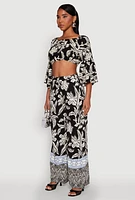 Womens Spoon Jeans Boat Neck Bell Sleeve Crop Top, Black, Size XL
