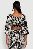 Womens Spoon Jeans Boat Neck Bell Sleeve Crop Top,