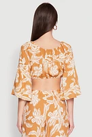Womens Spoon Jeans Boat Neck Bell Sleeve Crop Top, Orange, Size XL