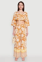 Womens Spoon Jeans High Waisted Printed Pattern Palazzo Pants, Orange, Size M