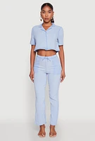 Womens Spoon Jeans Gauze Knit Cropped Shirt,