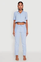 Womens Spoon Jeans Gauze Knit Cropped Shirt,