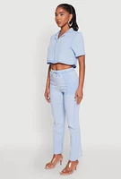 Womens Spoon Jeans Gauze Knit Cropped Shirt,