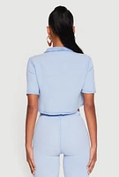 Womens Spoon Jeans Gauze Knit Cropped Shirt,